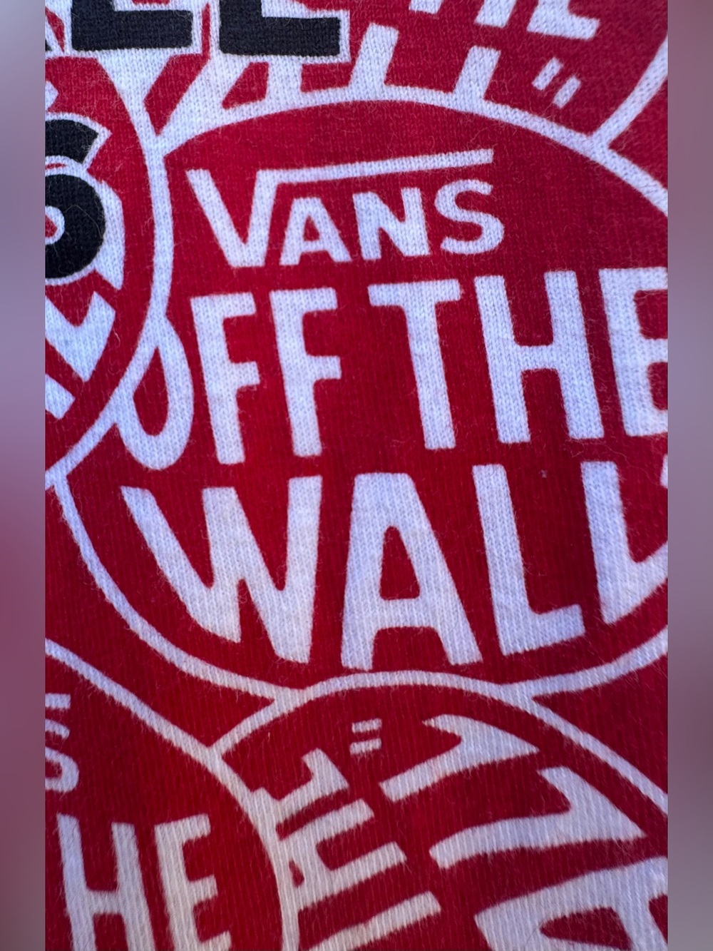 Vans White Tee with Black and Red Classic Logo Print. Sz. Small